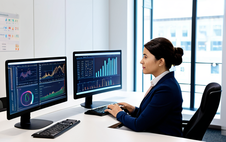 **

A professional female policy analyst in a modern, brightly lit office. She's wearing a modest business suit, seated at a clean desk with multiple monitors displaying data visualizations. She is reviewing charts and graphs. Background includes bookshelves and a whiteboard with policy ideas sketched on it. safe for work, appropriate content, fully clothed, professional, perfect anatomy, correct proportions, well-formed hands, proper finger count, natural pose, high quality.

**