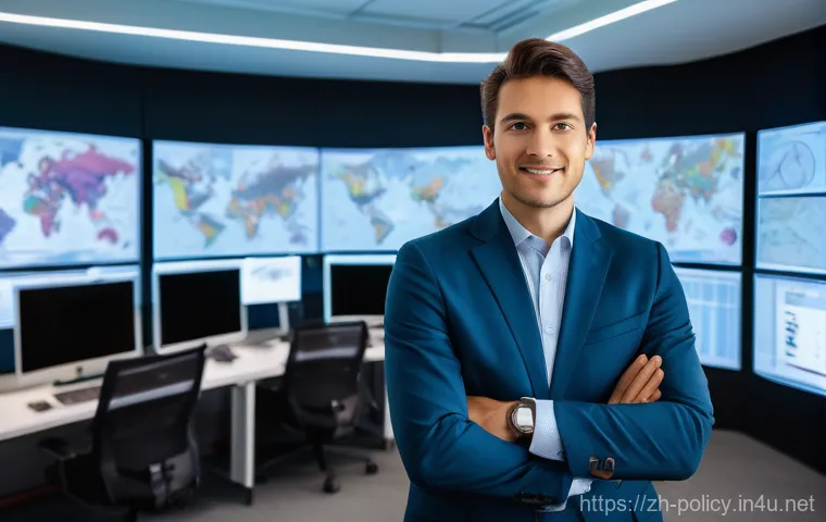 정책분석사 직무 역량 강화 방법 - **Prompt:** A dynamic, modern policy analyst, male or female, in a sleek, high-tech office. The anal...