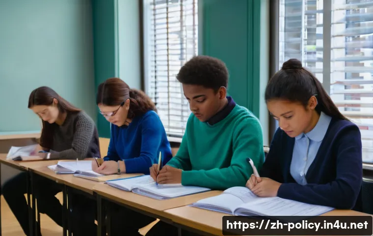 정책분석사 시험 대비 모의고사 활용법 - **Prompt:** A diverse group of policy analyst exam candidates, all dressed in modest, comfortable cl...