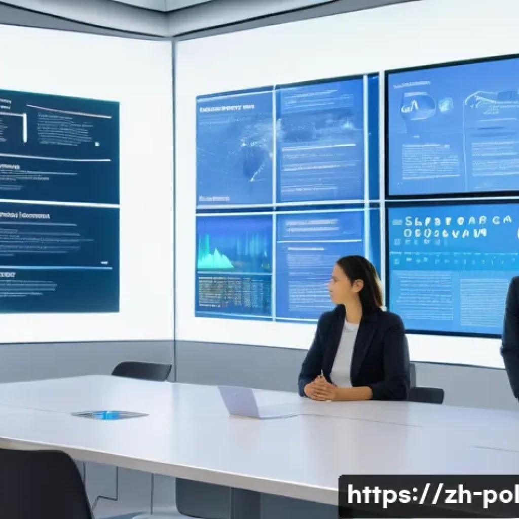 정책분석사와 사회적 영향 분석 사례 - A vibrant, futuristic policy analysis hub. Diverse policy analysts (men and women of various ages, p...